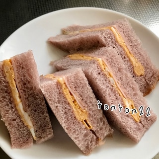明太子卵焼きとハムのサンドイッチ☆